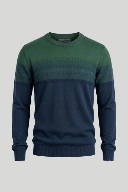 Мъжки памучен пуловер в зелено и тъмносиньо Roberto&Co Roberto Fashion Store Sweater LGT0808KNIGRNSTRS S
