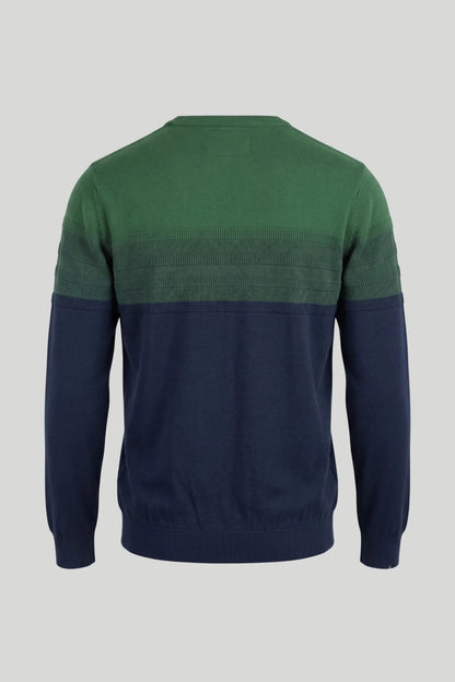 Мъжки памучен пуловер в зелено и тъмносиньо Roberto&Co Roberto Fashion Store Sweater LGT0808KNIGRNSTRS S