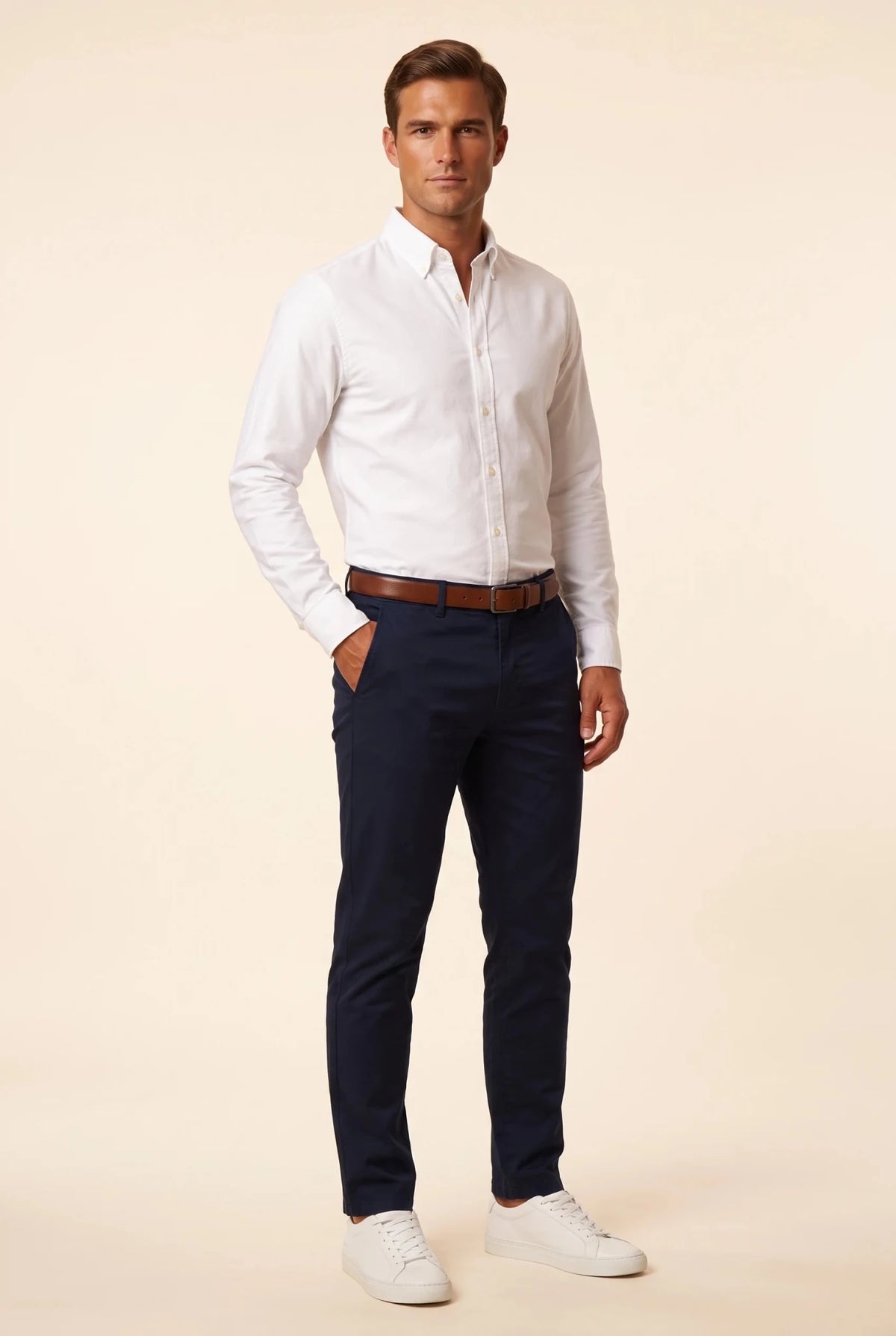 Мъжки панталон "Chino" - Морскосин Boston Roberto Fashion Store Trousers MAY83830400-40 40