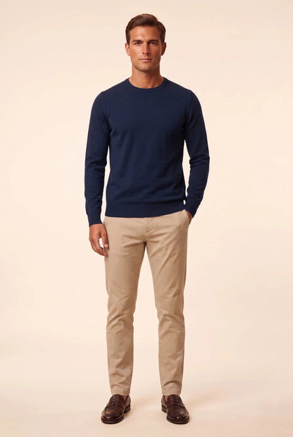 Мъжки пуловер от мериносова вълна Mayoral Marbella - тъмносин Boston Roberto Fashion Store Sweater MAY83403400-S S