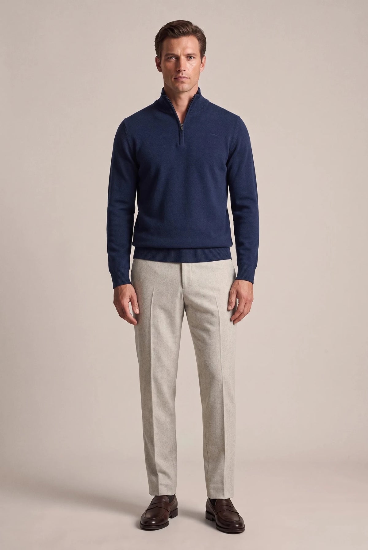 Мъжки пуловер с висока яка Boston Bilbao - тъмносин Boston Roberto Fashion Store Sweater MAY83408400-M M