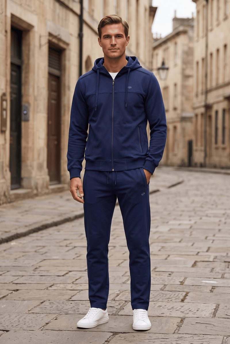 Erkek kapüşonlu spor takımı, koyu lacivert - Boyutlar M, L, XL, 2XL, 3XL