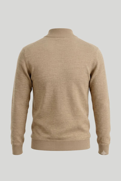 Мъжки вълнен пуловер с поло яка в бежово Roberto&Co Roberto Fashion Store Sweater GTL0808KNIBRWPOLS S