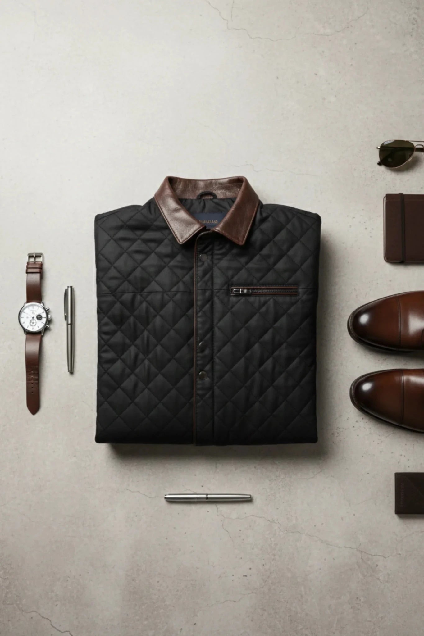 Мъжко Кожено Сако - Яке, Черен Roberto Fashion Roberto Fashion Store Jacket LEA2701JACNBLKCLSXL M