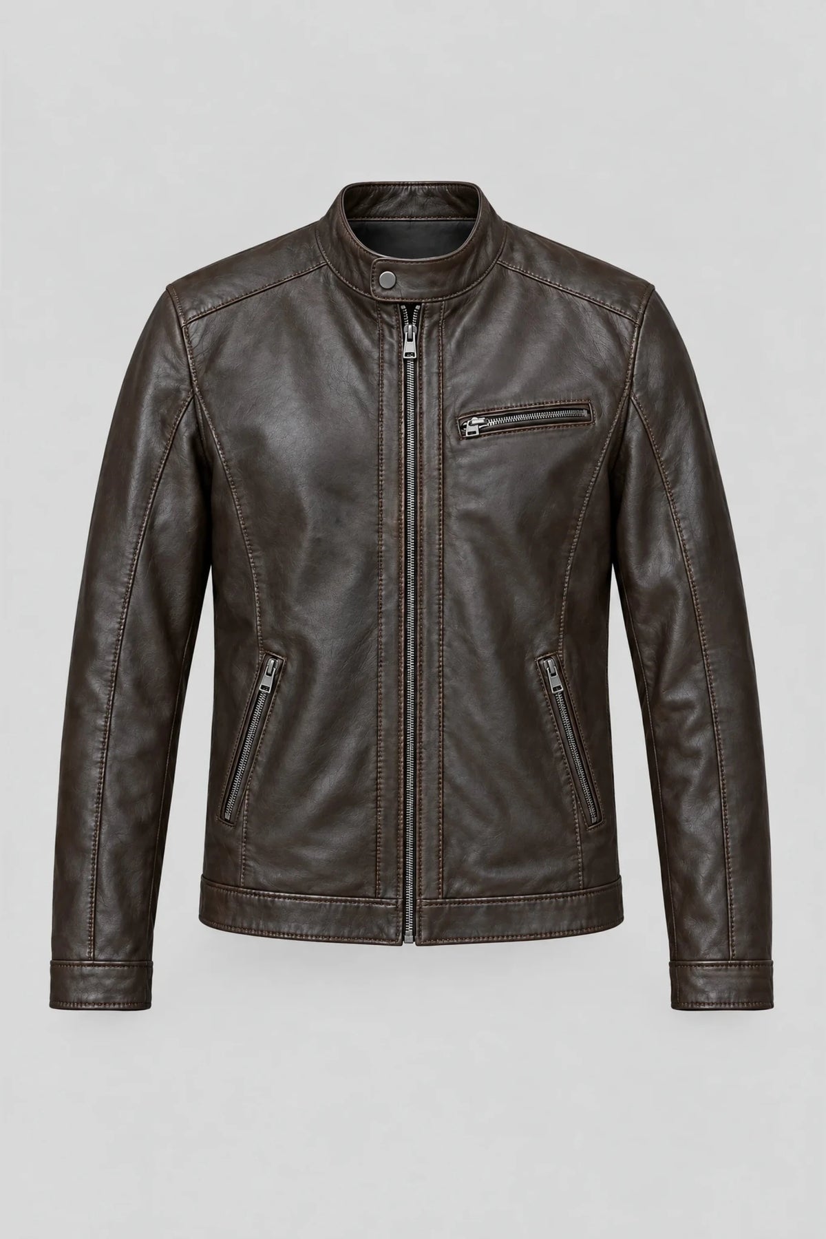 Herren-Lederjacke „Manuel“ aus glattem Echtleder mit äußerer Ziernaht, dunkelbraun - große Größen (Plus Size) 3XL-8XL Roberto&Co Roberto Fashion Store Jacket LEA2601JACDBRMAN+-5XL 3XL