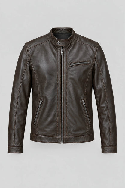 Herren-Lederjacke „Manuel“ aus glattem Echtleder mit äußerer Ziernaht, dunkelbraun - große Größen (Plus Size) 3XL-8XL Roberto&Co Roberto Fashion Store Jacket LEA2601JACDBRMAN+-5XL 3XL