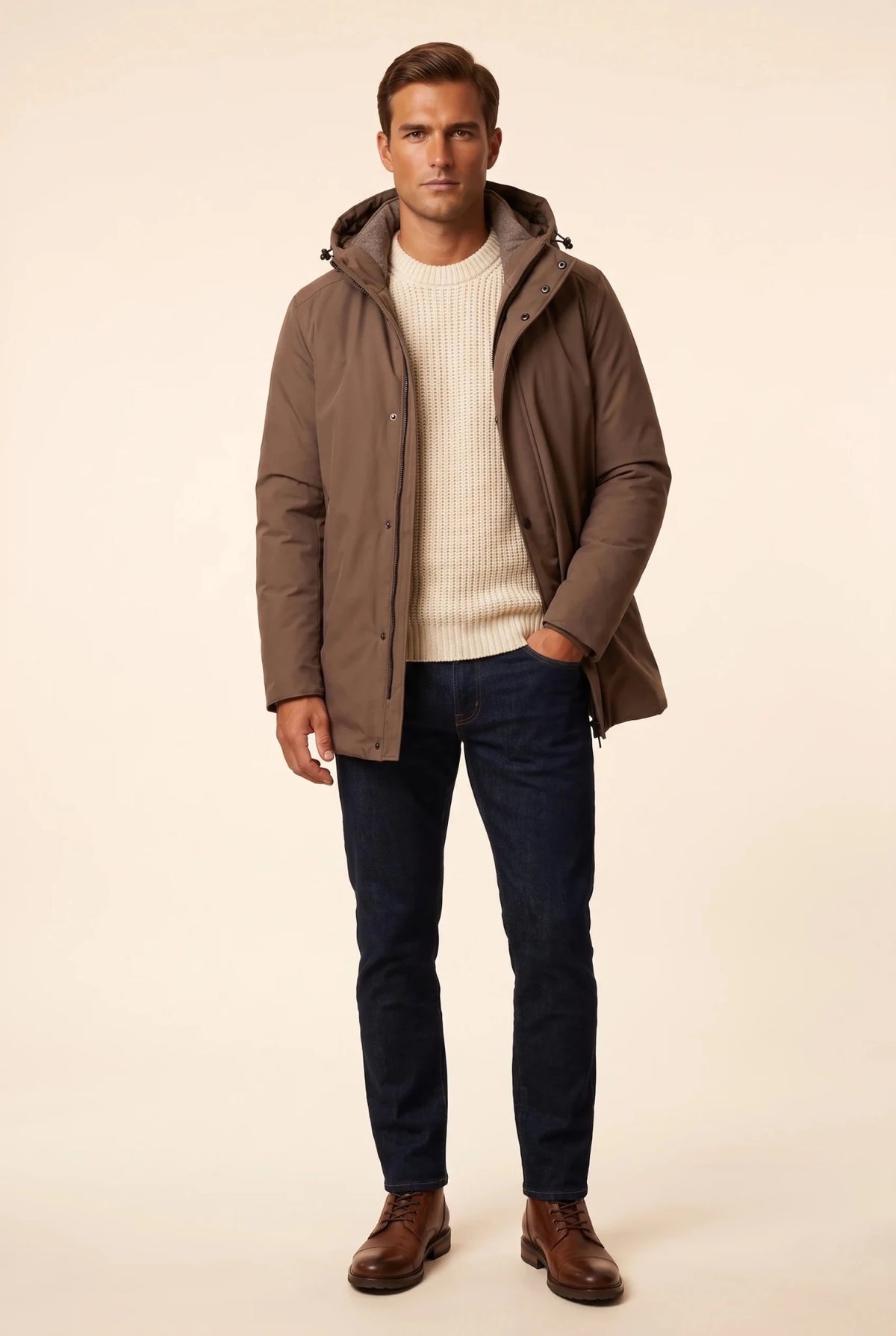 Мъжко Яке, Кафяв Climber Roberto Fashion Store Jacket CLM2710COABRWTRKS S