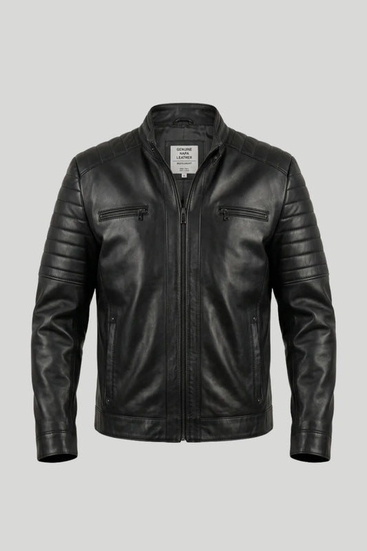 Мъжко яке "Rocky" от естествена кожа, черен — рокерски стил — размери XS-2XL Roberto&Co Roberto Fashion Store Jacket LEA2701JACBLKROC-M XS