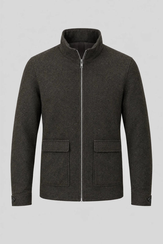 Мъжко яке с висока яка от вълнена смес Boston - тъмнозелен Boston Roberto Fashion Store Sweater MAY83654387-S S