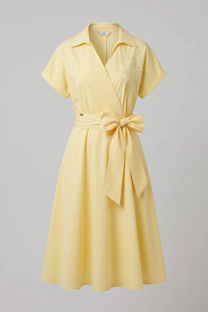 Памучна миди рокля "Biljana" - бананово жълто Roberto&Co Roberto Fashion Store Dress BLJ0907DRSYELMID-42 42