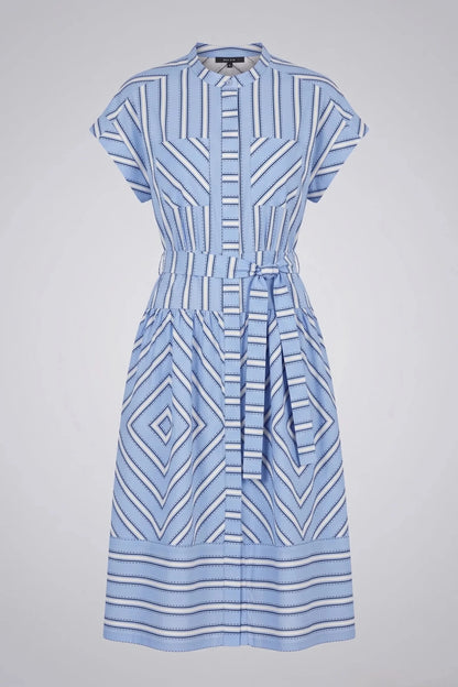 Памучна рокля плюс размер "Cie la vie" - синьо Roberto&Co Roberto Fashion Store Dress PIE1007DRSBLUSTR-44 44