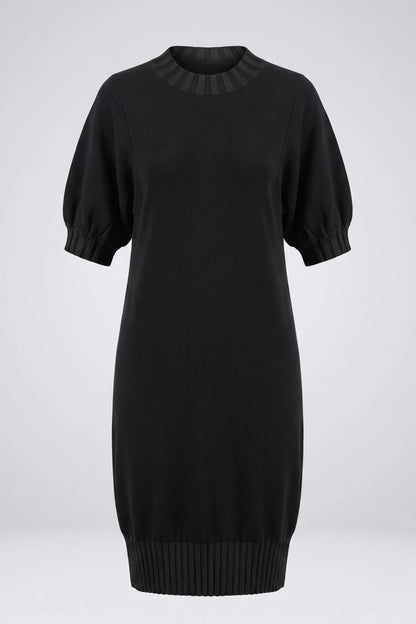 Плетена рокля от био памук Сериано - черно Serianno Roberto Fashion Store Dress SER1007DRSBLKKNI-S S