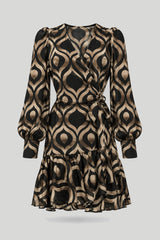 Vestido Ana - Viscose Preto-Dourado com Design Único para Mulheres