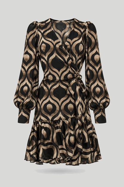 Рокля Ана - Черно-Златна Вискоза с Уникален Дизайн за Жени LaBalancia Roberto Fashion Store Dress 5907378503414 XS/S