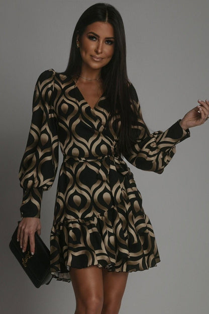 Рокля Ана - Черно - Златна Вискоза с Уникален Дизайн за Жени LaBalancia Roberto Fashion Store Shirt 5907378503414 XS/S