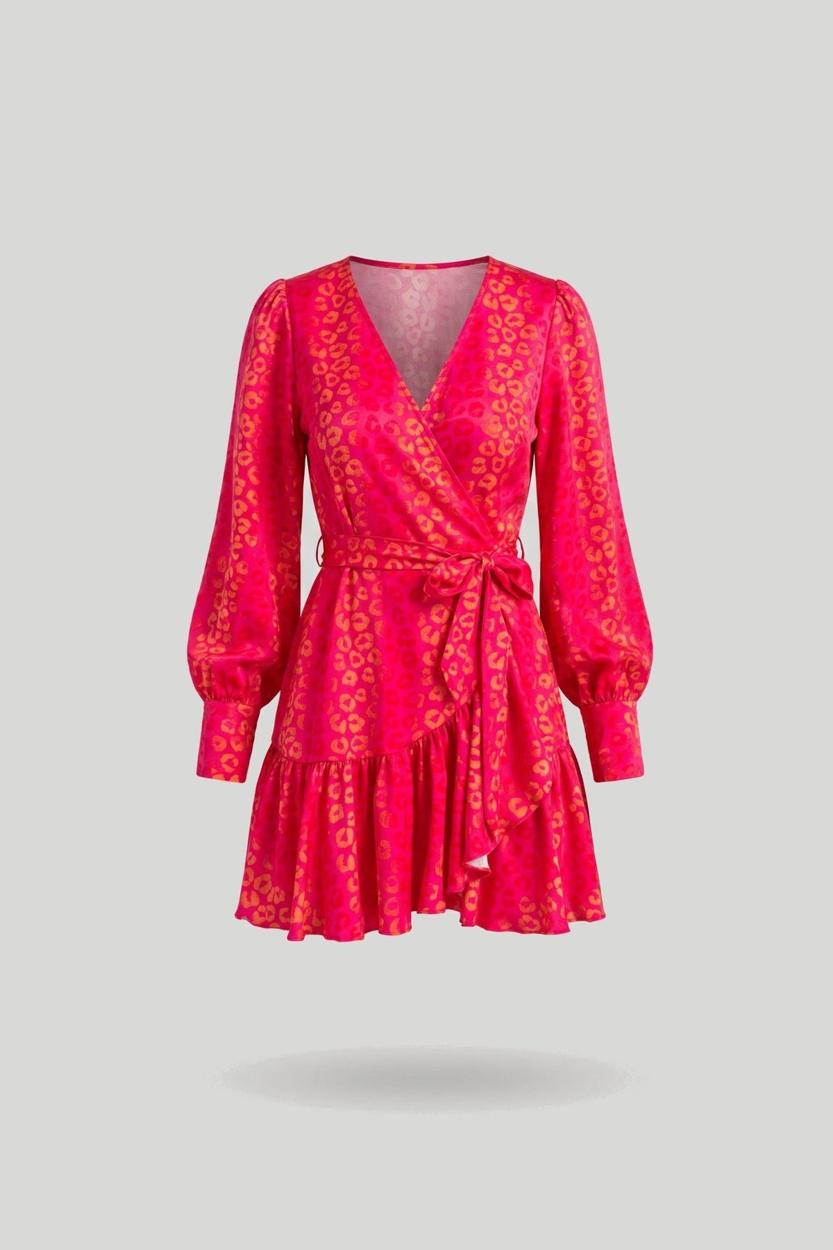 Рокля ANNA – животински принт (енергичен пантер), червено-розова LaBalancia Roberto Fashion Store Dress 5907378521852 XS/S