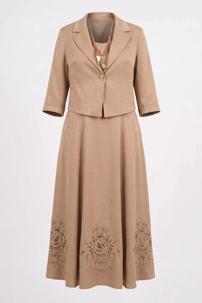 Рокля и сако "Elivana" - бежово Roberto&Co Roberto Fashion Store Dress ELV1007DRSBEIBLZ-44 44