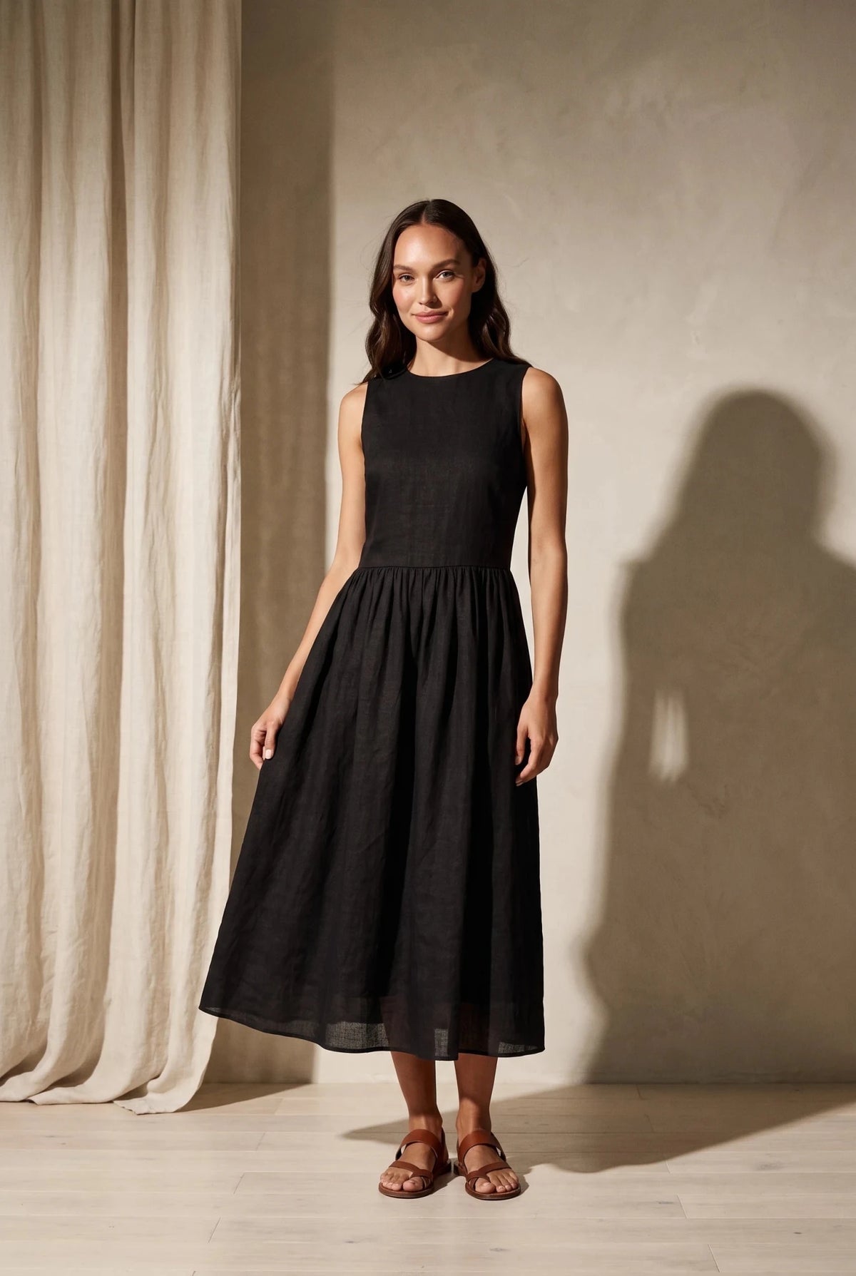 Рокля от рами/корпива Сериано - кафяво Serianno Roberto Fashion Store Dress SER0907DRSBROLNG-S S
