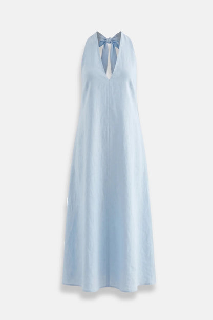 Рокля от сертифициран европейски лен Сериано Exclusive Collection - синьо Serianno Roberto Fashion Store Dress SER0907DRSBLULNG-XS XS