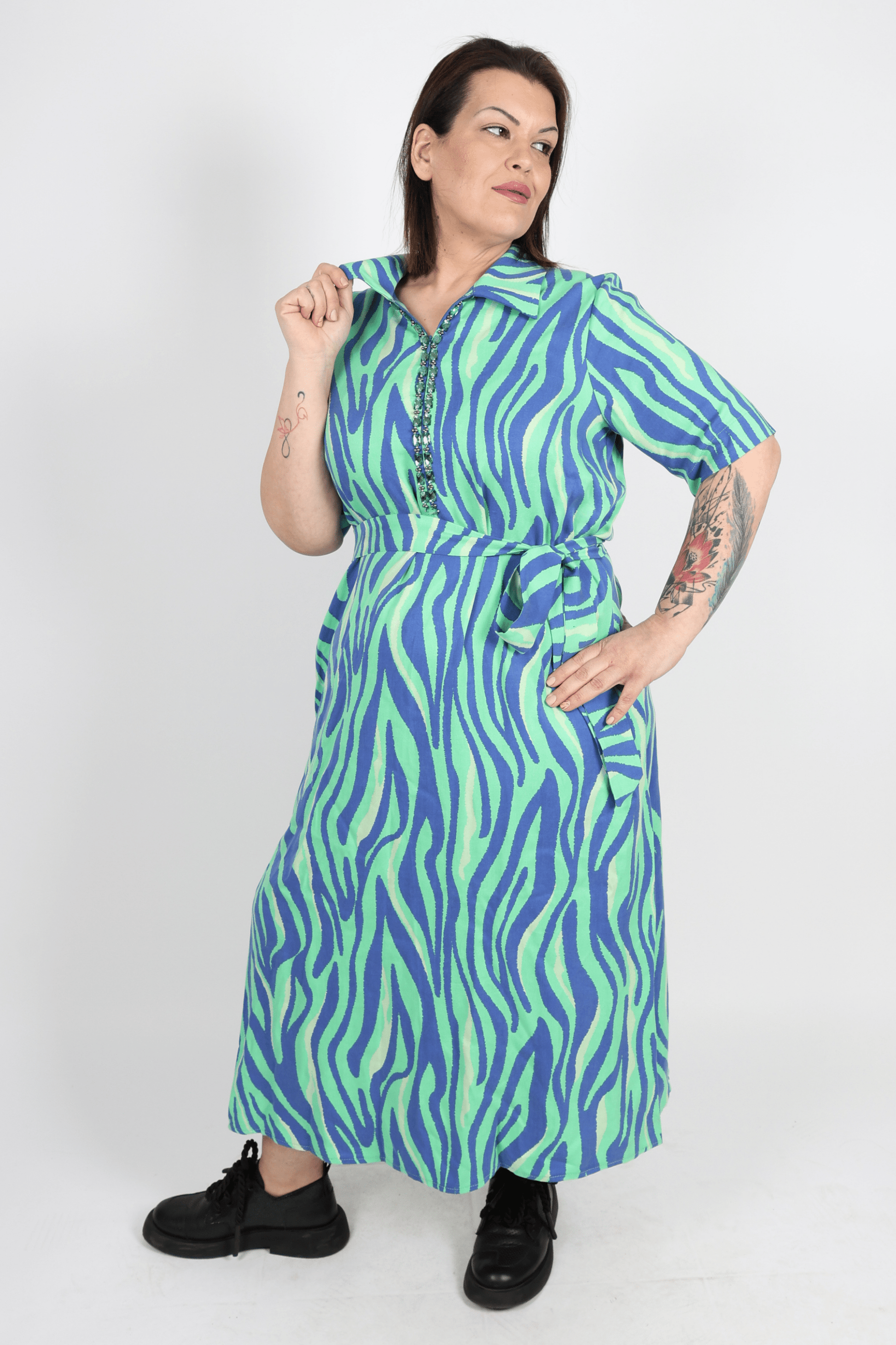 Рокля, Зелен Roberto Fashion Store Dress RBRFDRSSGR121342 42 EU Green