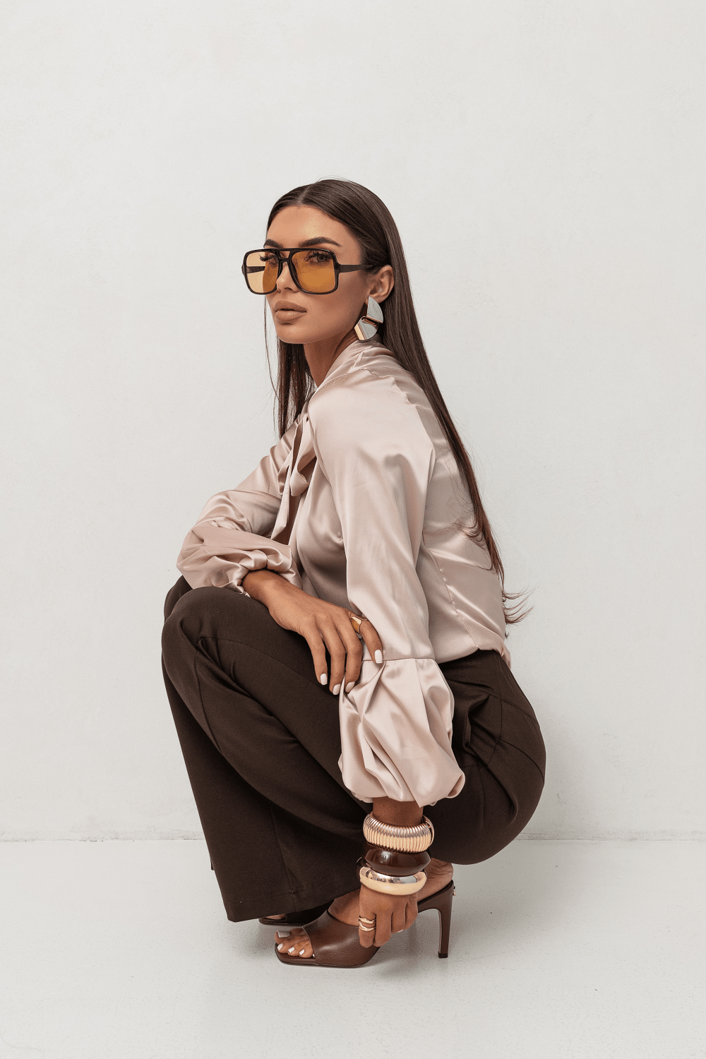 Сатенена дамска риза VIVIENNE — Беж, елегантна и мека LaBalancia Roberto Fashion Store Set 5907378518067 S