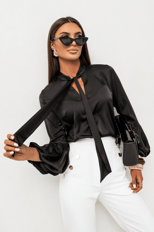 Сатенена дамска риза VIVIENNE – елегантно черно LaBalancia Roberto Fashion Store Set 5907378518012 S