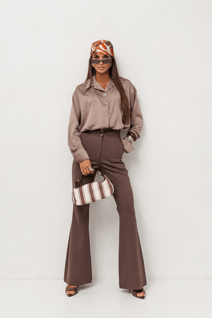 Сатенена риза MADDIE в нюанс Fango – елегантна и комфортна LaBalancia Roberto Fashion Store Set 5907378517916 S