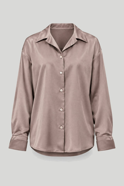 Сатенена риза MADDIE в нюанс Fango – елегантна и комфортна LaBalancia Roberto Fashion Store Set 5907378517916 S