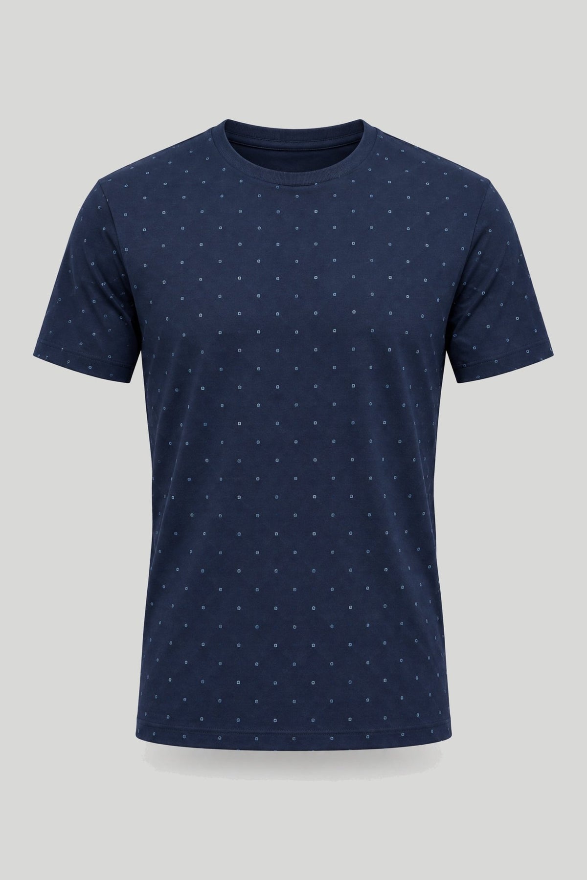 Тъмносиня мъжка тениска слим кройка с дребен принт Medicine Roberto Fashion Store T-shirt RW26-TSM011-59A-S S