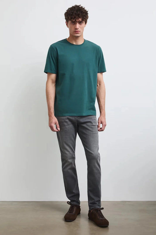 Тъмнозелена мъжка базова тениска от памук с еластан Medicine Roberto Fashion Store T-shirt RW26-TSM013-79X-S S
