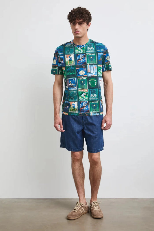 Тъмнозелена мъжка тениска с изцяло щампован дизайн Medicine Roberto Fashion Store T-shirt RW26-TSM115-79A-S S