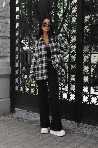 Унисекс фланелена карирана риза BLINK – черно-бяла LaBalancia Roberto Fashion Store One piece 5907378527489 UNI