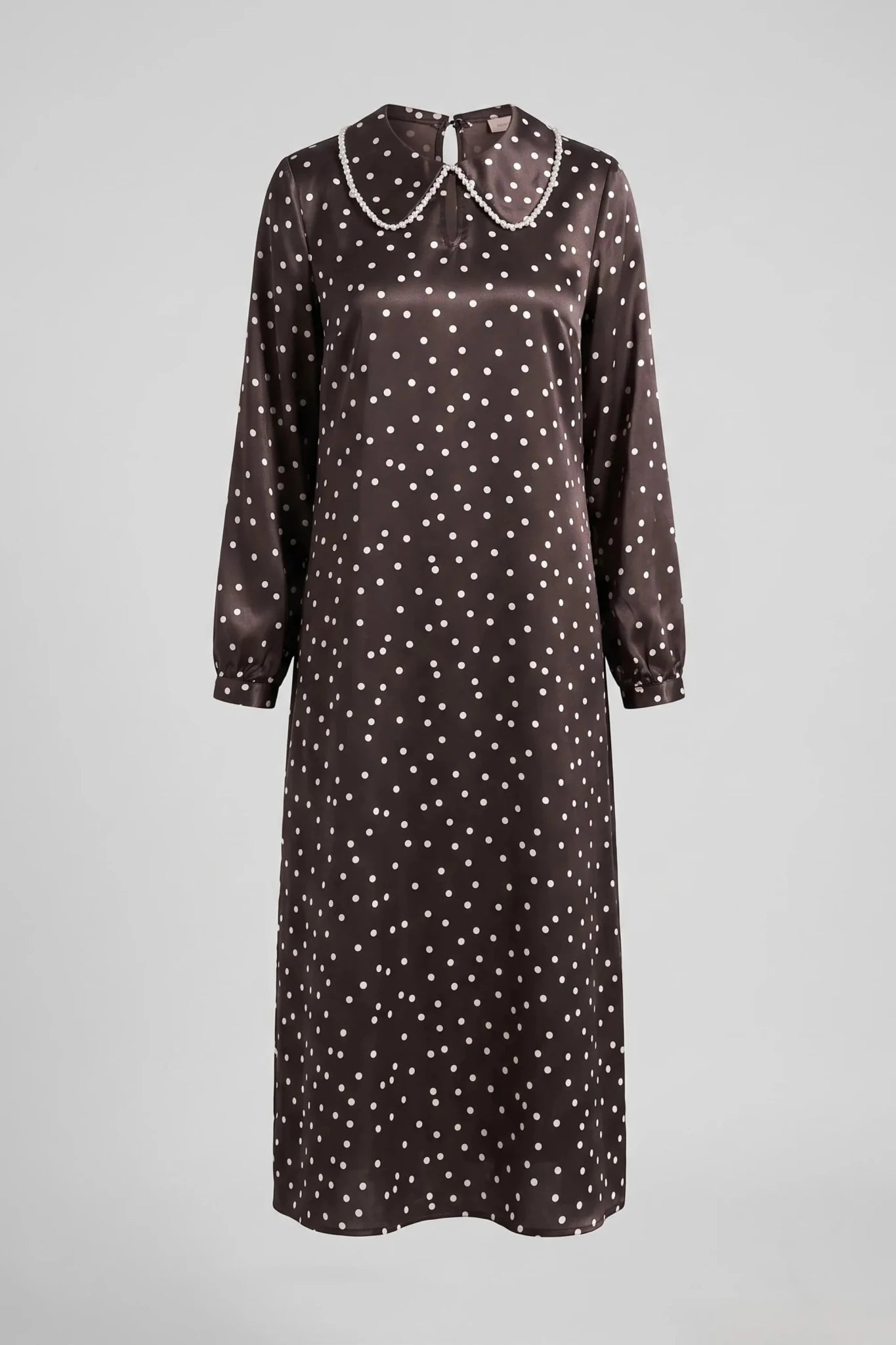 Вискозна рокля на точки "Alba" - кафяво Roberto&Co Roberto Fashion Store Dress BSC1007DRSBRODOT-42 42