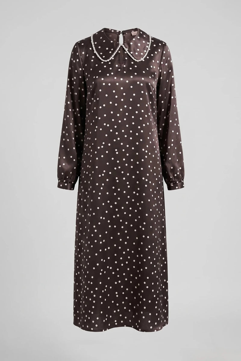Viscose Polka Dot Dress "Alba" - Brown