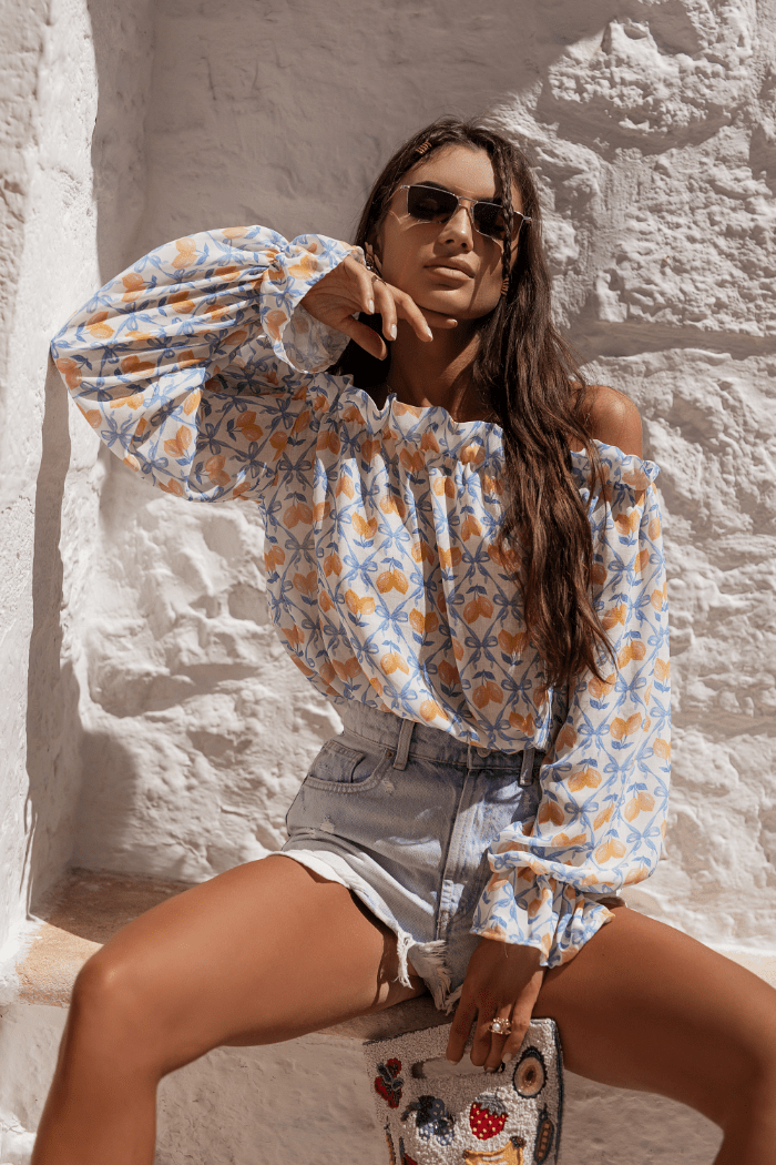 Женска Блуза (Оф - шуул) MIA - Синьо с лимони LaBalancia Roberto Fashion Store Set 5907378522194 UNI